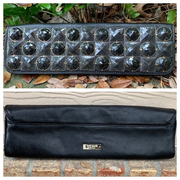 Kate Spade ♠️Rare Black Rhinestone Long Clutch Bag - Picture 5 of 5